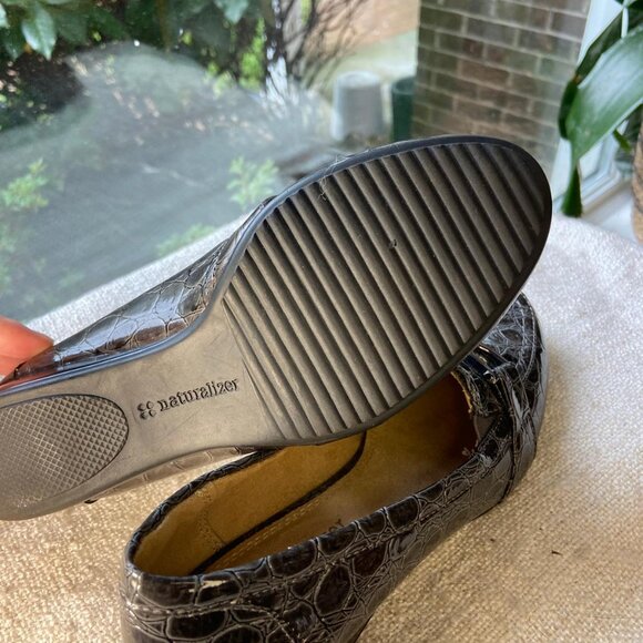 naturalizer NWOT grey croc vegan leather loafers driving shoes, Sz 6.5 - Picture 6 of 7